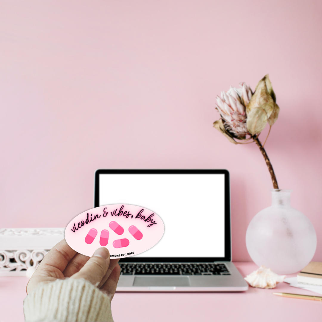 Vicodin & Vibes, Baby Vinyl Sticker | Speed Demons Inspired